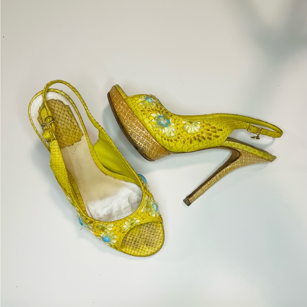 Christian Dior Women’s Authentic Snakeskin Stiletto Floral Luxury Heels Size 38